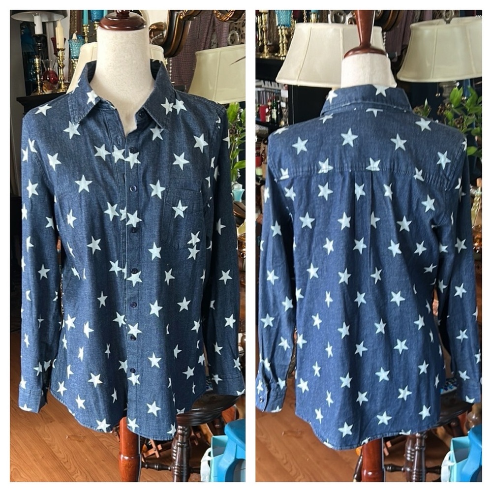 Blue & White Stars Denim Shirt - Picture 4 of 15